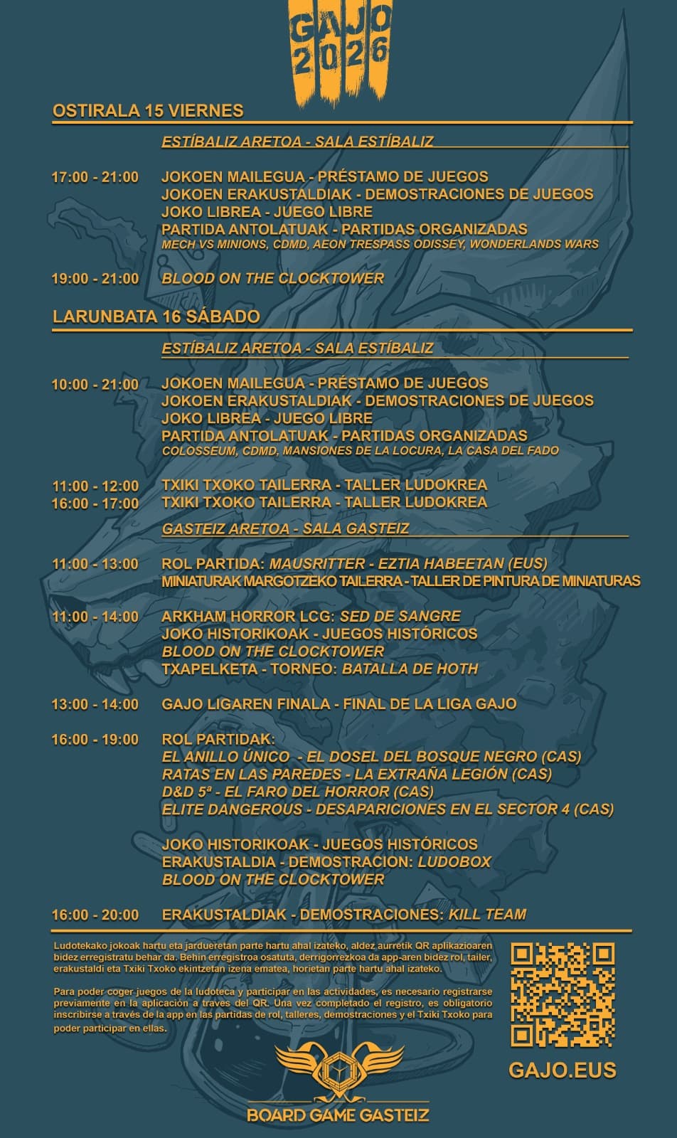Horario oficial de GaJo 2026